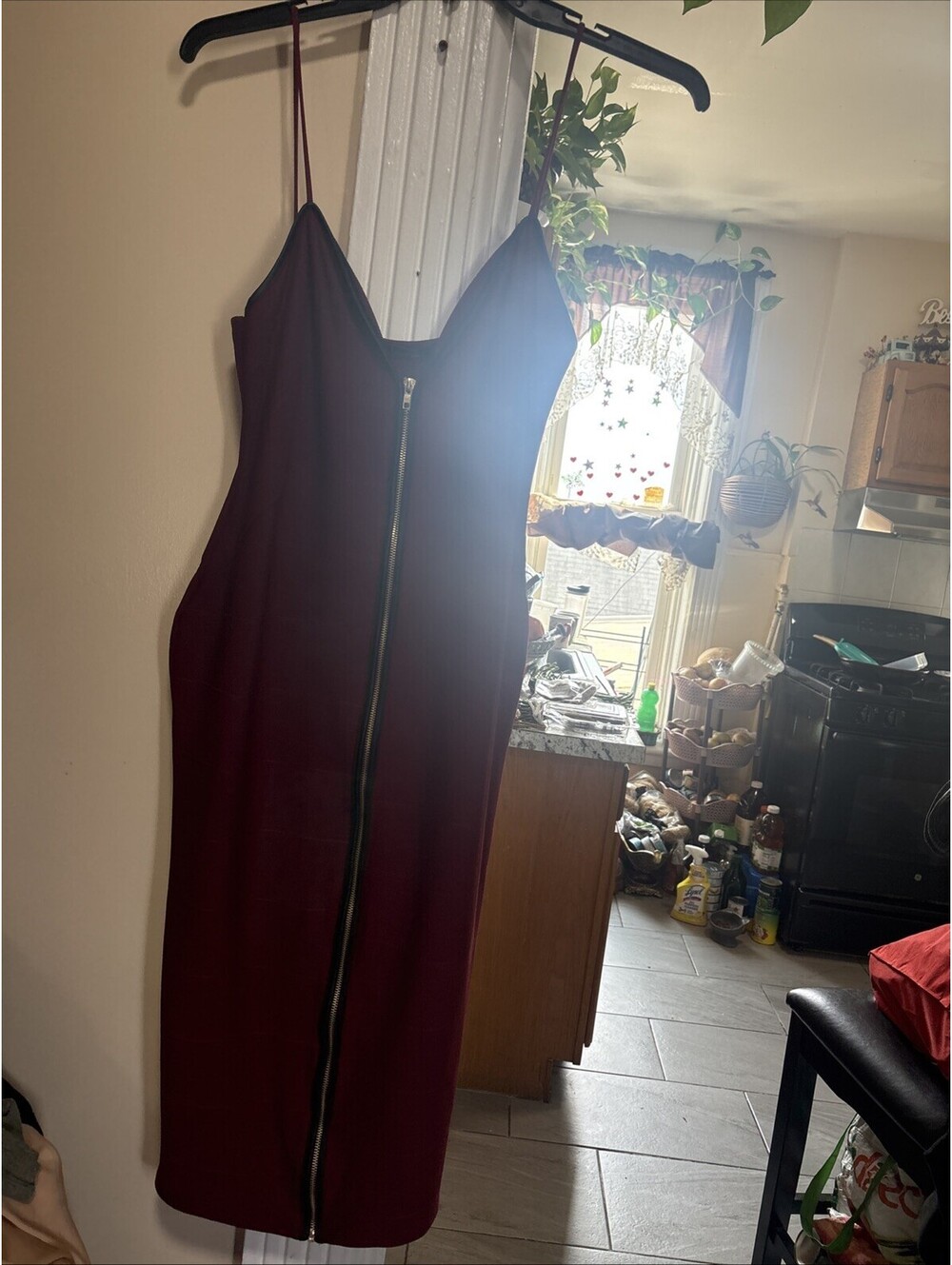 Emerald Sundae Women's Burgundy Dress Size 12 Zip Up Front Party Dress
